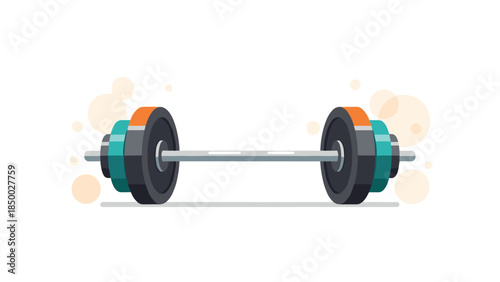 Colorful barbell illustration on white background for fitness and gym themes