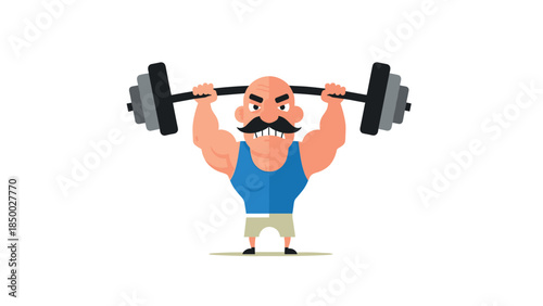 Cartoon strongman lifting dumbbell: fun and playful fitness character design