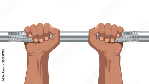 Close-up of hands gripping exercise bar for fitness training