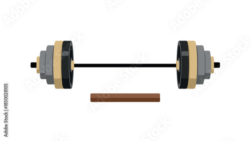 Minimalist exercise dumbbells and barbell on white background for home gym fitness