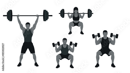 Silhouette fitness: weightlifting and dumbbell exercises