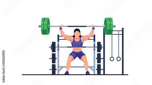 Powerlifting woman in gym: dynamic weightlifting scene with vibrant colors and athletic strength