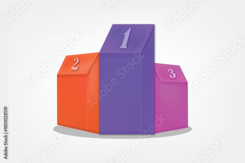 3D Ranking Leaderboard podium vector. Top 3 Minimalist Chart. Design illustration with gradient. Pillar. Award competition.