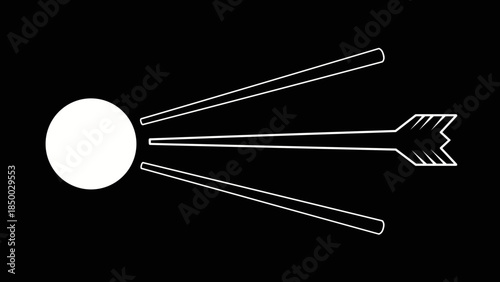 White Arrow with Circular Object Attached.