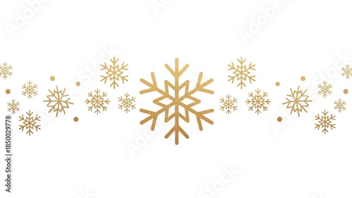 A collection of snowflakes in various sizes and shades of gold against a plain white background
