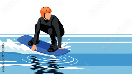 Dynamic wakeboarding action: modern flat style adventure on water waves