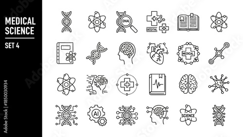 Medical Science Icon Set A Comprehensive Collection of Sleek and Solid Vector Graphics for Research and Healthcare