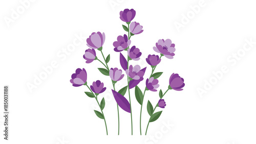 Delicate purple wildflowers bloom in a charming arrangement, showcasing nature's beauty with their simple yet elegant forms and vibrant hues.