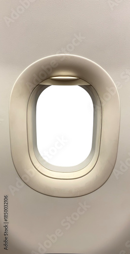 Airplane window cutout with transparent background. Window seat view representing air travel, suitable for business, travel, transportation, and lifestyle design use.