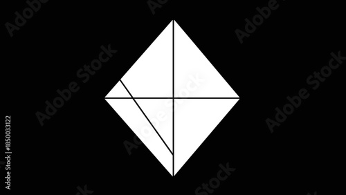 White Diamond Shape with Internal Lines.