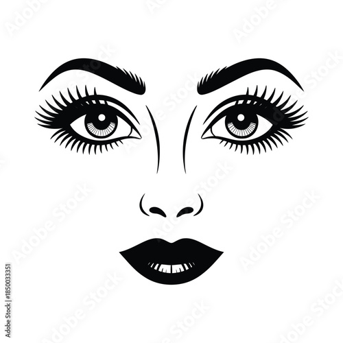 Beautiful woman face with makeup and eyelashes