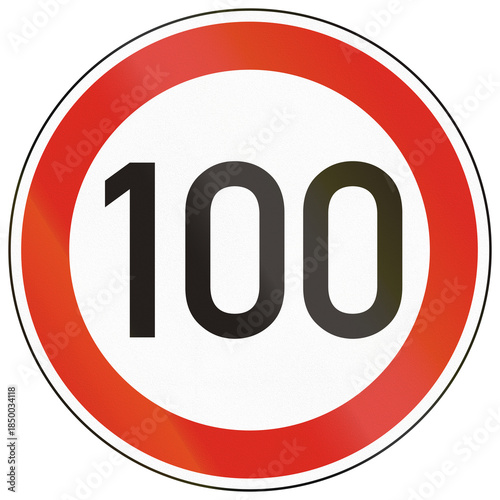Road sign used in Hungary - Speed limit 100 kmh