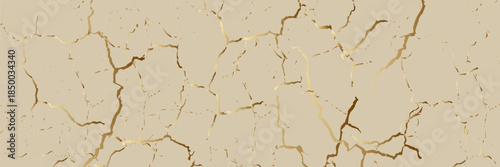 Abstract golden kintsugi crack texture vector background
