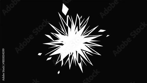 Explosion Effect Illustration on Black Background from Center Viewpoint