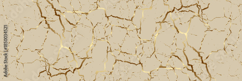 Abstract golden kintsugi crack texture vector background