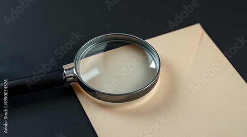 Magnifying glass on blank paper for research and analysis