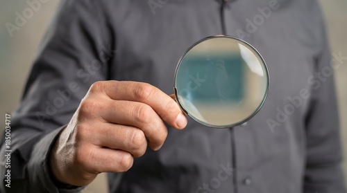 Person holding a magnifying glass for detailed inspection