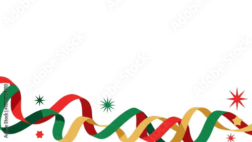 Festive Ribbons and Stars Border with Copy Space - Holiday and Celebration Design Elements