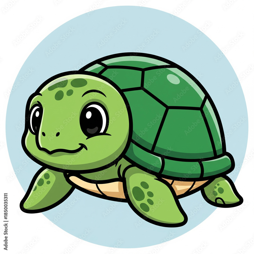 Fototapeta premium Cute turtle icon with green shell