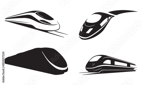 Bullet train vector silhouette, High Speed Rail Silhouettes Vector icon