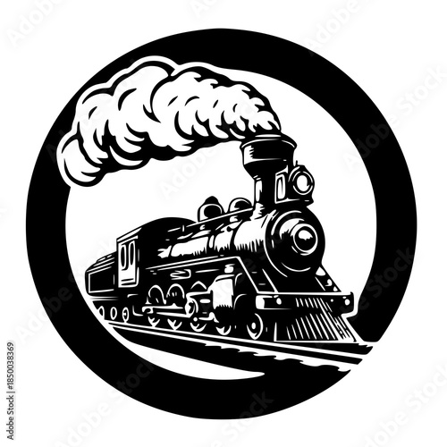 vector illustration of a old train , silhouette of a train 