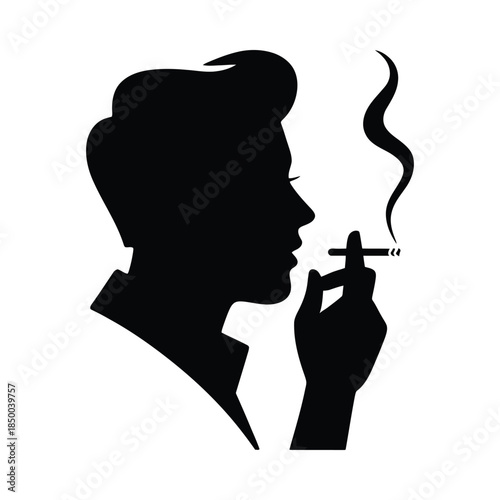 Man smoking a cigarette silhouette