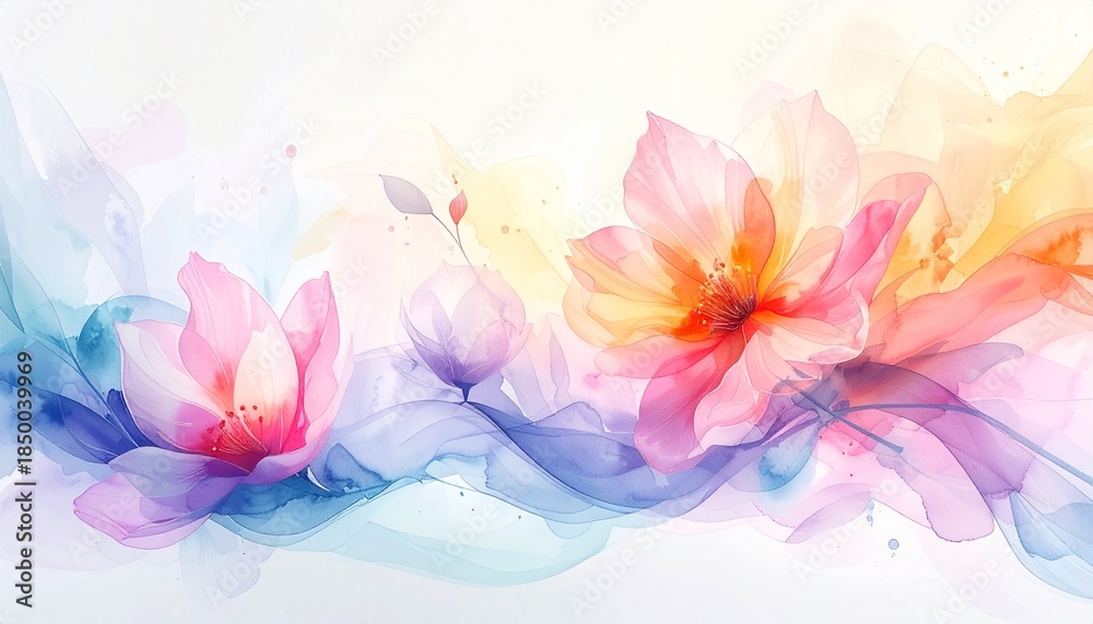 Fototapeta premium Abstrakter Frühlingsblumen-Hintergrund in Aquarell