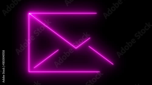 Neon Email Message Envelope Animation on Dark Background.