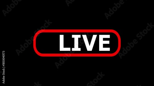 Live Streaming Indicator Neon Animation on Black Background.
