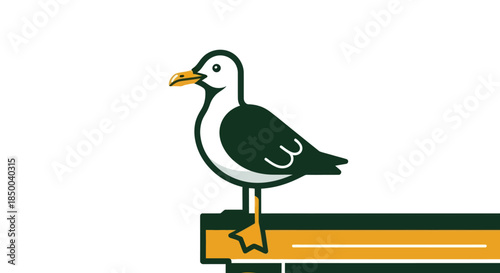Stylized illustration of a seagull isolated against a white background