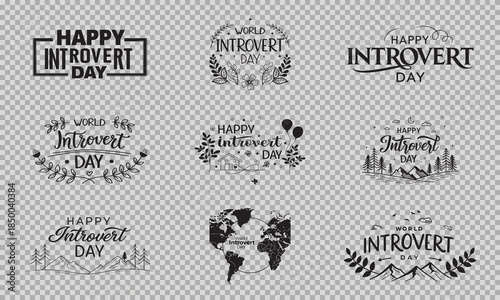 Happy Introvert Day and World Introvert Day Typographic Vector art Designs 