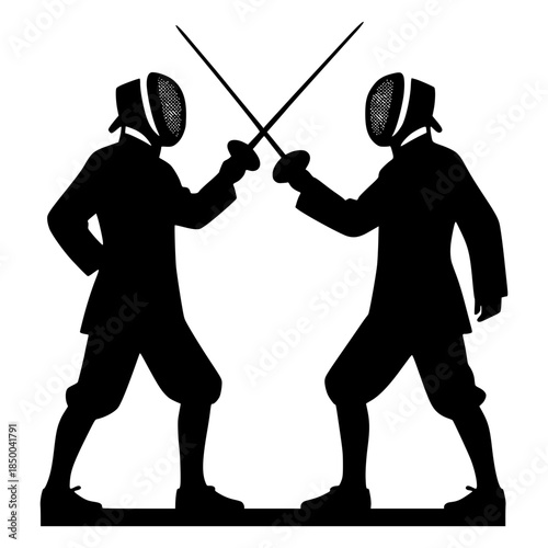 two swordsman fencing vector image illustration