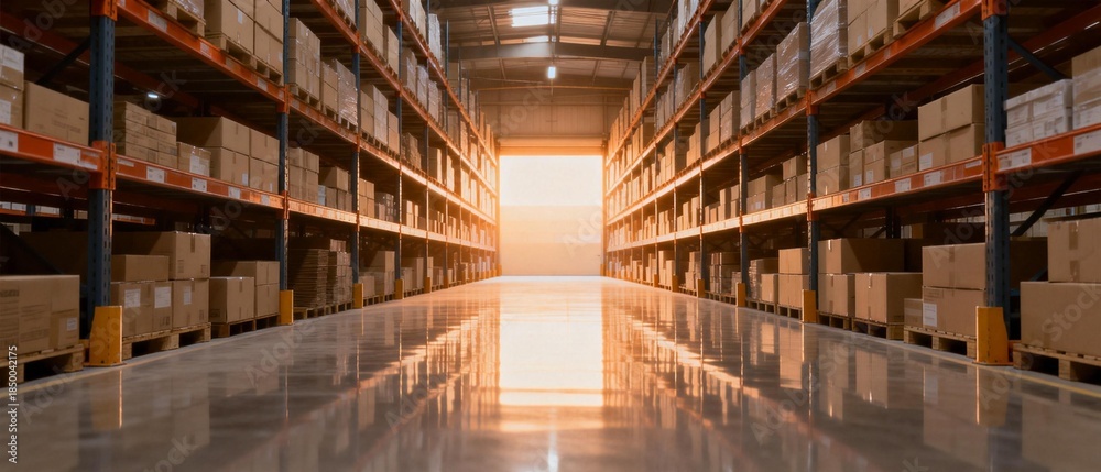 Obraz premium Warehouse interior with storage shelves