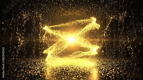 Golden light reveals futuristic digital artistry in glowing cosmic pathways