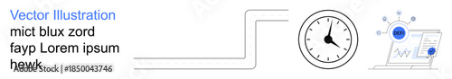 Time management, project planning, data analysis, productivity, digital tools, business strategy. An analog clock and digital charts signify these ideas. Time management and project planning
