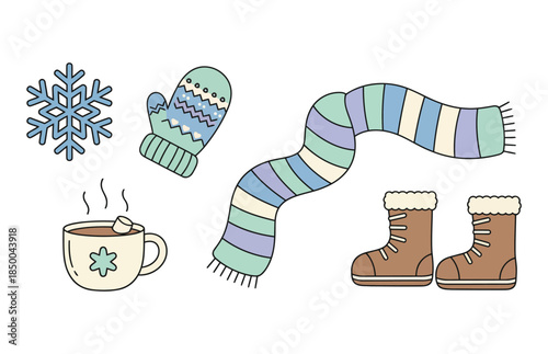 Cold Weather Accessories – Winter Vector Icon Set