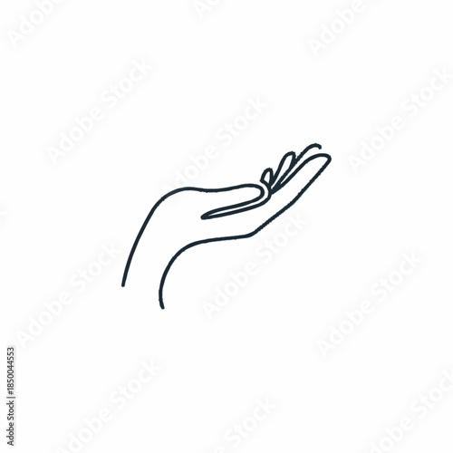 Minimalist Line Art of an Open Hand Reaching Out.