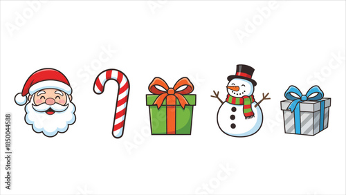 Santa Claus, Snowman and Gift Box Stickers – Christmas Set