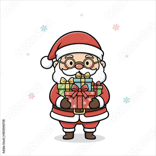 Santa Holding Christmas Presents – Festive Holiday Character