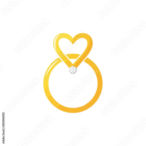Golden ring with a heart-shaped top and a small diamond, symbolizing love and commitment.