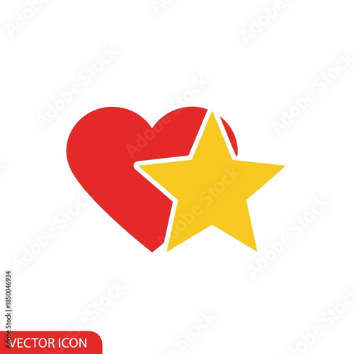 A red heart icon with a yellow star overlapping it, symbolizing favorite or rating.