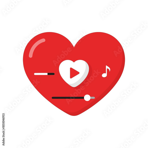 Red heart icon with a yellow star, symbolizing favorite, love, or rating on a white background.