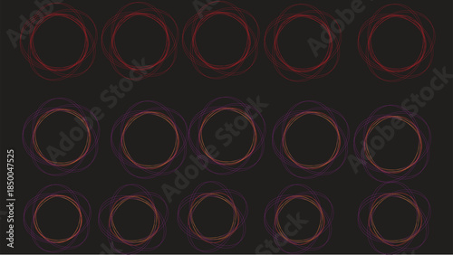 A repeating grid pattern of abstract glowing rings with color transitions
