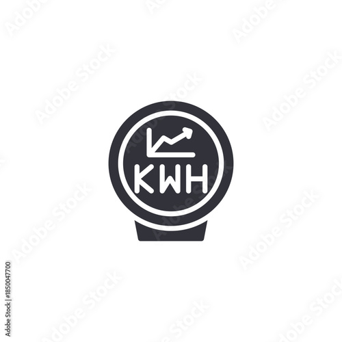 Kilowatt hour meter icon representing electricity consumption calculation, billing measurement, and energy efficiency monitoring.