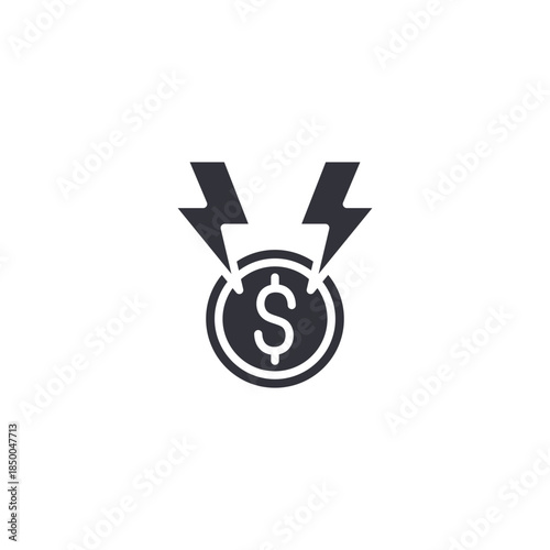 Energy cost alert icon symbolizing electricity pricing, consumption expenses, and financial impact of energy usage.