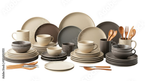 Modern dinnerware set with neutral colors
