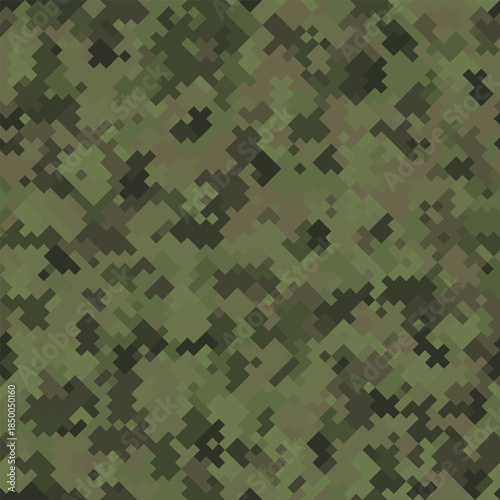 Seamless pattern. Two-layer pixel camo for the jungle. Swamp and green shades