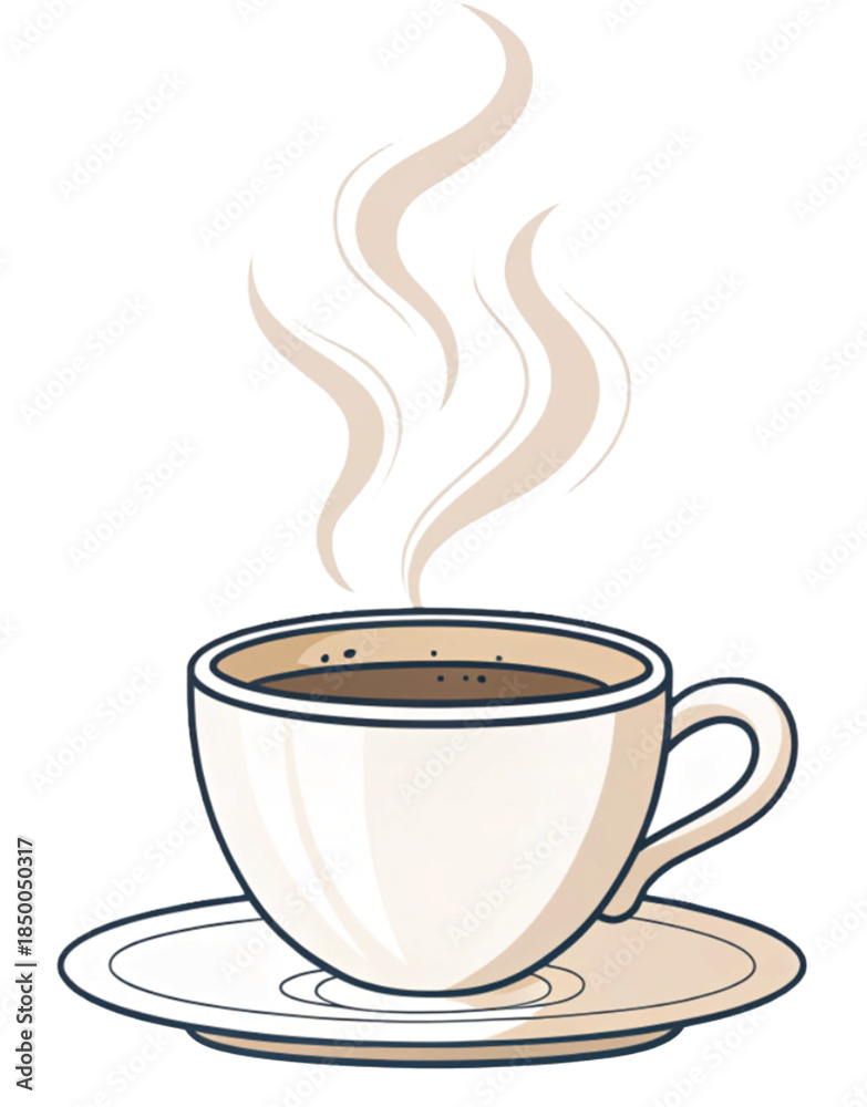 Obraz premium Aromatic Delight: A steaming cup of coffee, promising a rich and satisfying experience, rests gracefully on a delicate saucer. Capture the essence of warmth and pleasure.