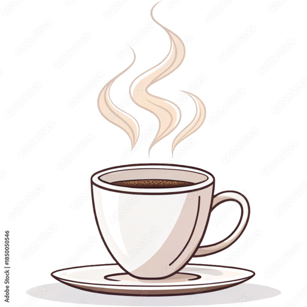 Obraz premium Warm Awakening: A steaming cup of rich, aromatic coffee, symbol of comfort and starting point of the day. A scene of pure, simple pleasure.