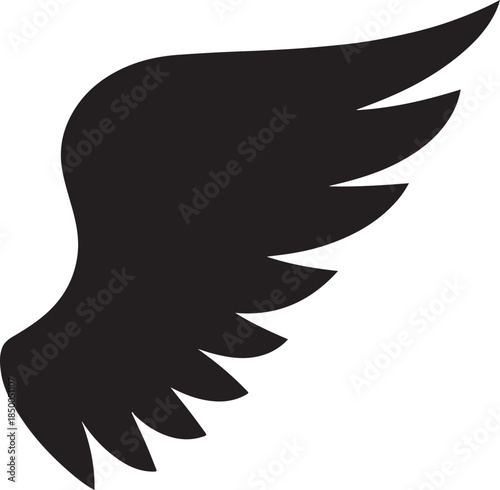 Bold bird wing partially folded solid silhouette vector EPS, clean isolated icon for logos and design